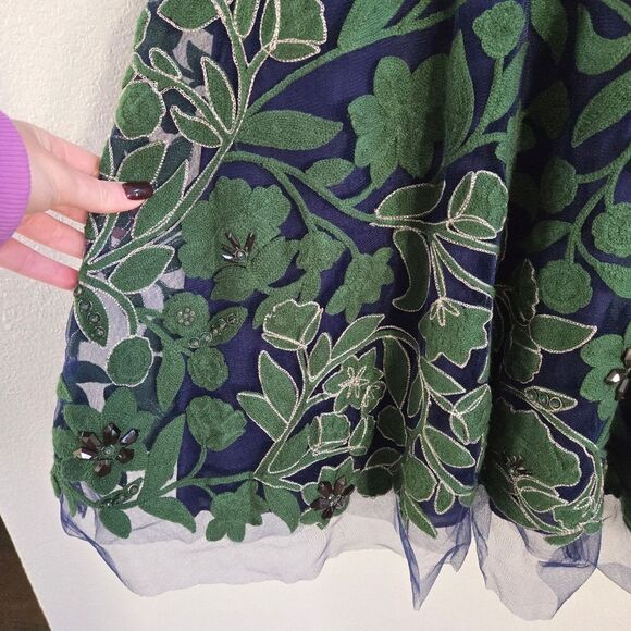 Anthropologie Pankaj & Nidhi Embroidered Fern Dress Size 6 New - Picture 6 of 15